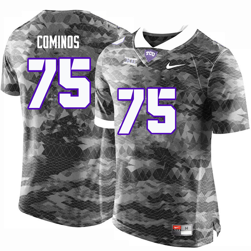 Men #75 Nick Cominos TCU Horned Frogs College Football Jerseys-Gray - Click Image to Close